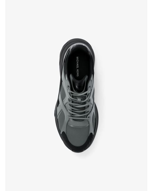 Michael Kors Black Mk Leo Mixed-Media Trainer for men