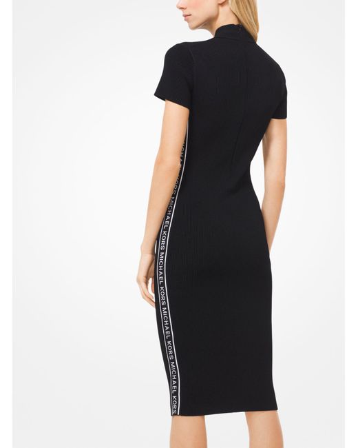 michael kors logo tape ribbed knit dress