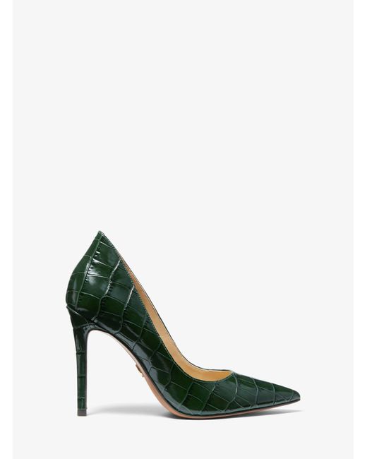 Michael Kors Keke Crocodile Embossed Leather Pump in Moss (Green) - Lyst