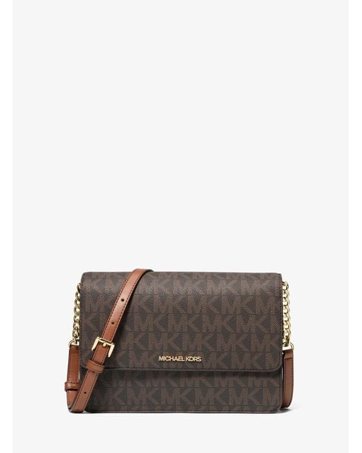 Michael Kors Outlet Gray Mk Daniela Large Signature Logo Crossbody Bag