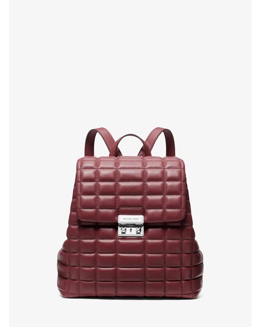MICHAEL Michael Kors Red Tribeca Small Quilted Leather Backpack
