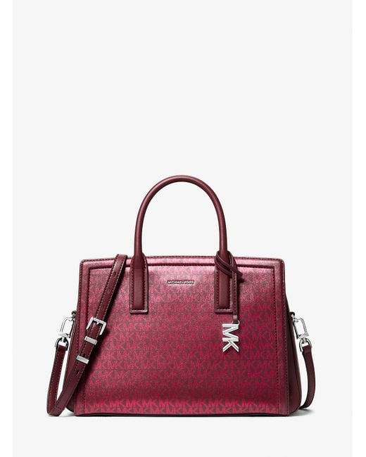 Mk Borsa A Mano Laila Media Con Logo Metallizzato di MICHAEL Michael Kors in Purple