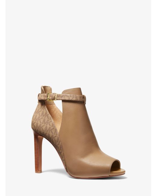 Michael Kors Multicolor Lawson Logo And Leather Open-toe Boot