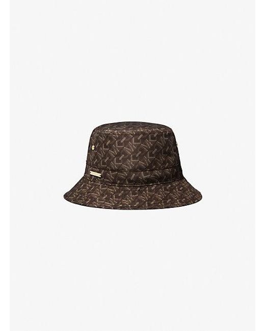 Michael Kors Brown Empire Signature Logo Print Bucket Hat