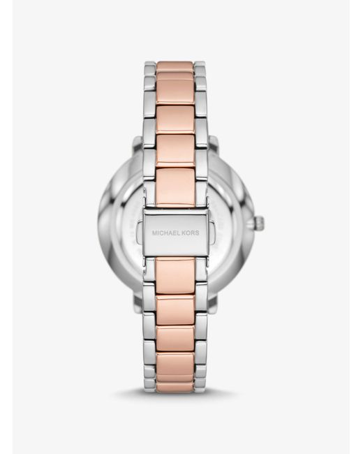 Michael Kors White Zweifarbige Armbanduhr Pyper Mit Logoprägung