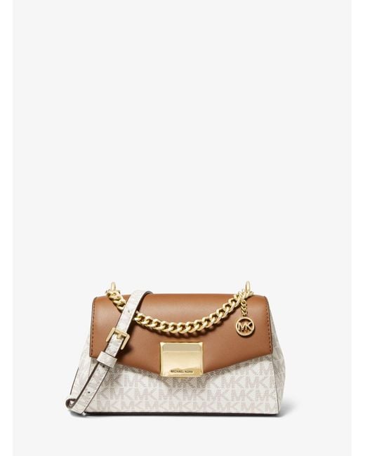 Michael Kors Lita Small Two-tone Logo And Leather Crossbody Bag | Lyst UK