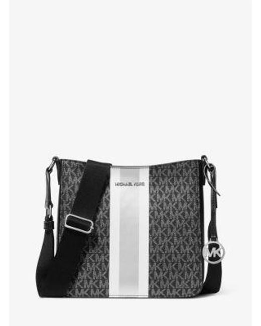 Michael Kors Black Jet Set Small Signature Logo Stripe Crossbody Bag