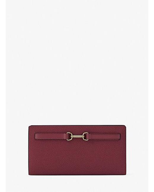Michael Kors Purple Carson Large Pebbled Leather Wallet