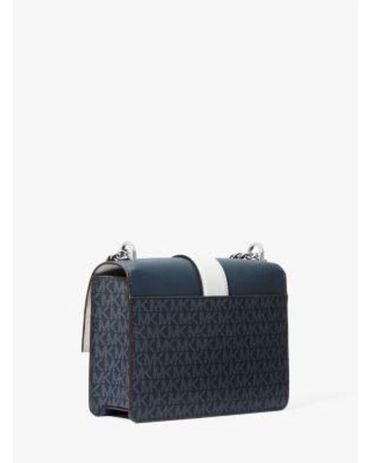 Michael Kors Blue Greenwich Small Color-Block Signature Logo Crossbody Bag