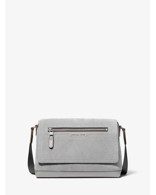 Michael Kors Gray Mk Hudson Small Suede Messenger Bag for men