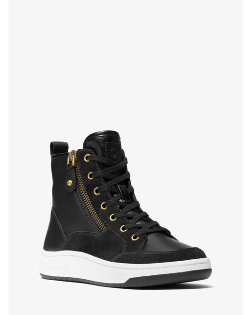 Michael Kors Shea Leather And Suede High Top Sneaker in Black - Lyst