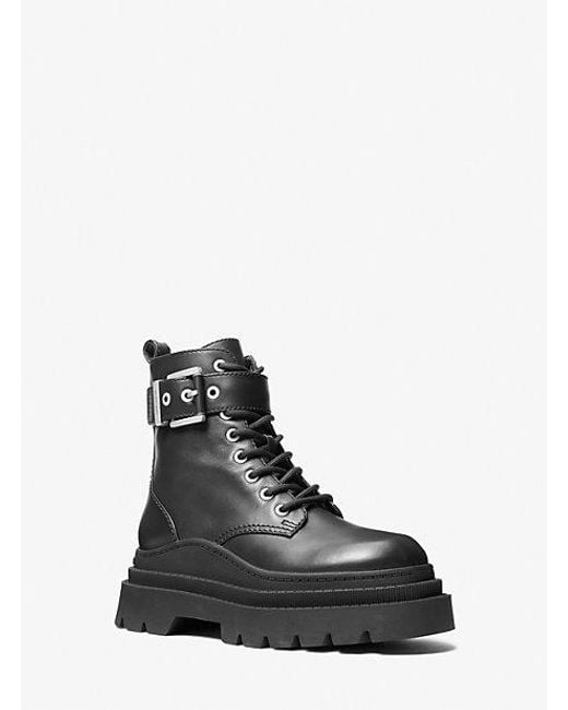 michael kors ridley leather combat boot