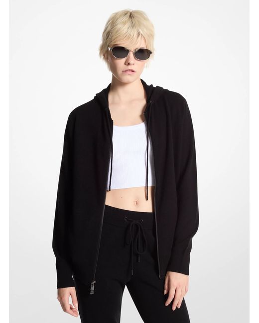 MICHAEL Michael Kors Black Wool And Cashmere Blend Zip-up Hoodie