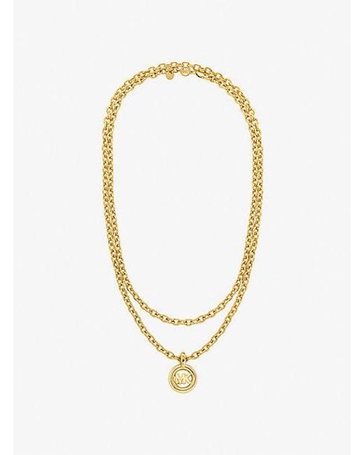 Michael Kors Metallic Mk Pop Charm Chain-Link Necklace