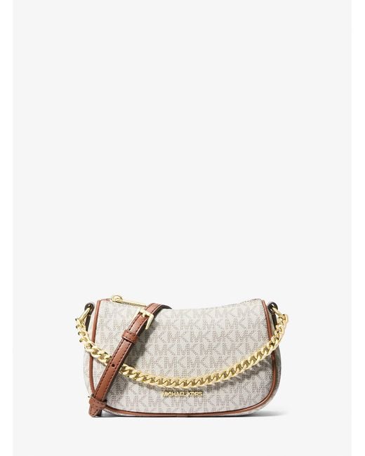 Mk Borsa A Tracolla Carmela Convertibile Piccola Con Logo di Michael Kors Outlet in Natural