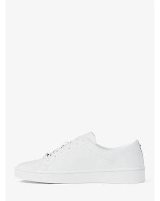 MICHAEL Michael Kors White Mk Keaton Logo Debossed Leather Trainers