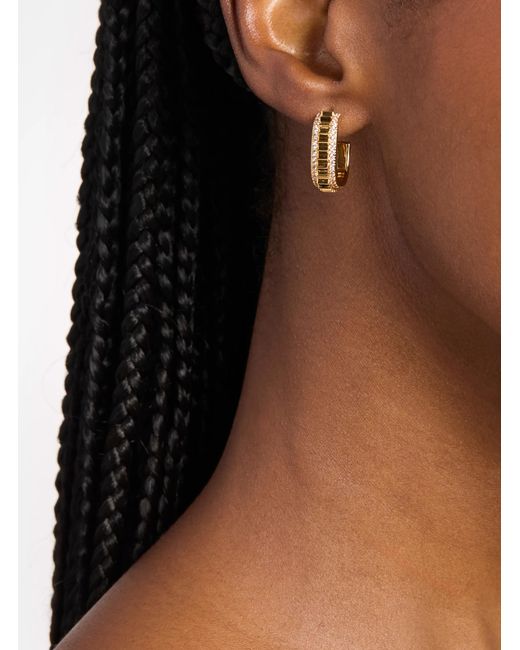 Michael Kors Metallic Small Pavé-Tone Brass Hoop Earrings