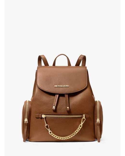 Michael Kors Jet Set Medium Pebbled Leather Backpack in Brown
