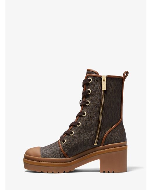 Michael Kors Corey Logo Combat Boot in Brown | Lyst