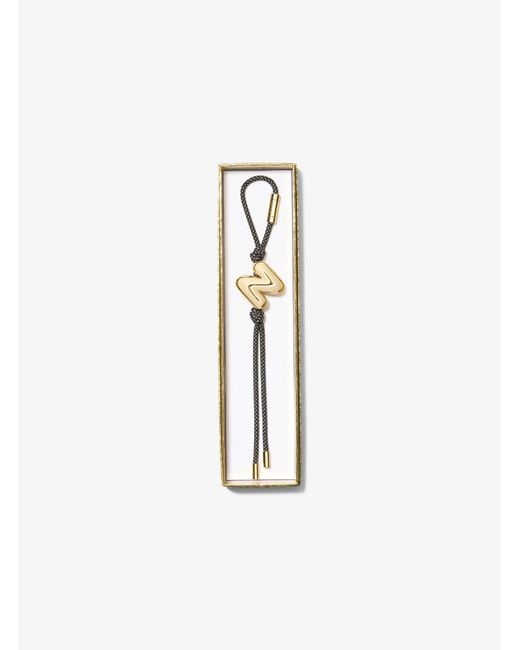 MICHAEL Michael Kors White Mk Initial-Tone And Speckled Cord Bag Charm