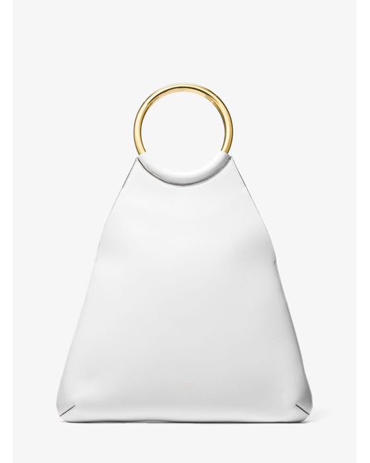 Michael Kors White Ursula Large Leather Ring Tote Bag