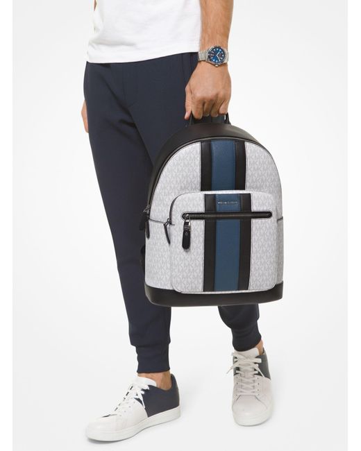 michael kors hudson logo stripe backpack