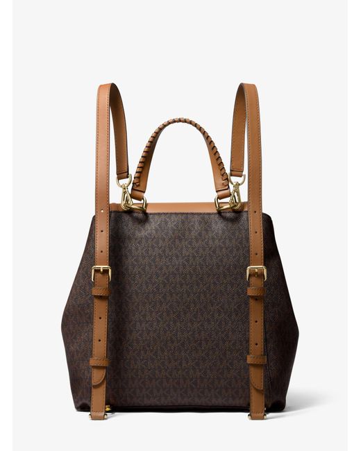 Michael Kors Logo Freya Medium Brown/ Acorn Backpack Michael Kors Freya Signature Logo Backpack Handbag | eBay main image 3