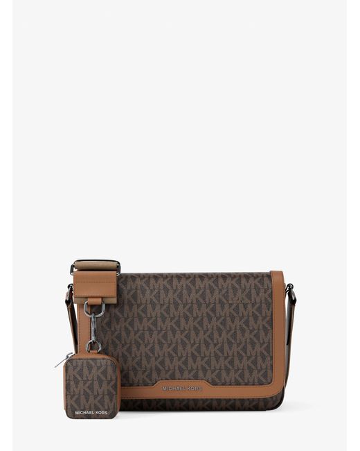 Michael Kors Gray Hudson Mini Signature Logo Crossbody Bag With Airpod Case For Apple Airpods Pro for men
