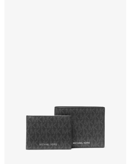Michael Kors Gray Harrison Logo Billfold Wallet With Passcase for men