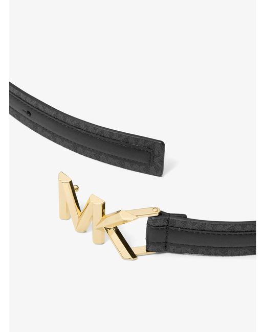MICHAEL Michael Kors Blue Mk Signature Logo And Leather Belt