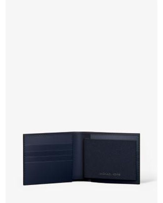 Michael Kors Blue Cooper Saffiano Leather Billfold Wallet With Passcase for men