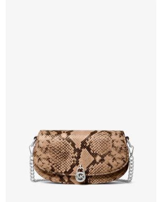 Michael Kors Natural Mila Small Snake Embossed Convertible Crossbody Bag
