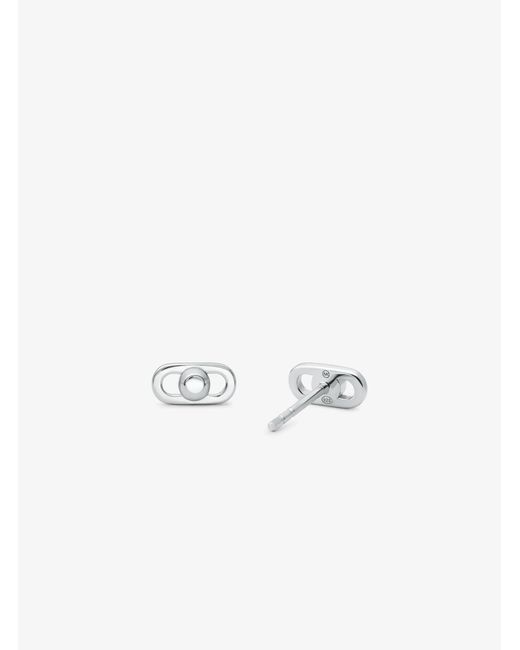 Michael Kors White Mk Astor Link Extra-Small Precious Metal-Plated Sterling Earrings