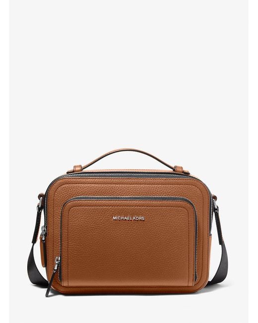 Michael Kors Brown Hudson Pebbled Leather Crossbody Bag for men