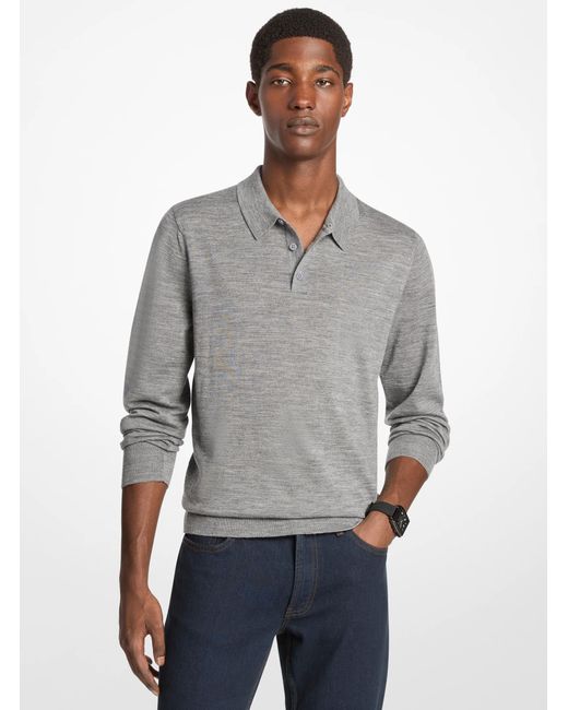 Michael Kors Gray Mk Wool Polo Jumper for men