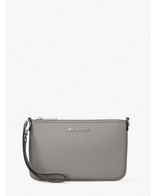 Michael Kors Gray Jet Set Small Pebbled Leather Convertible Wristlet