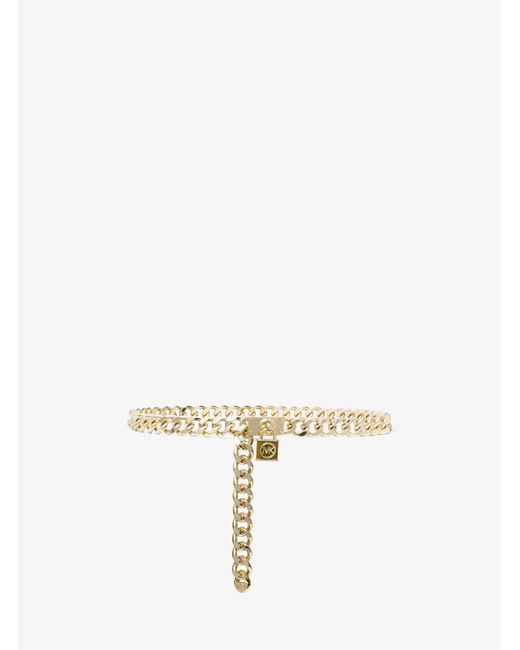 Cintura a catena tonalità oro con lucchetto di Michael Kors in White
