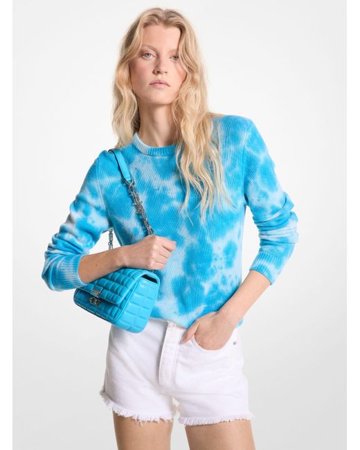 Michael Kors Blue Printed Cashmere Sweater