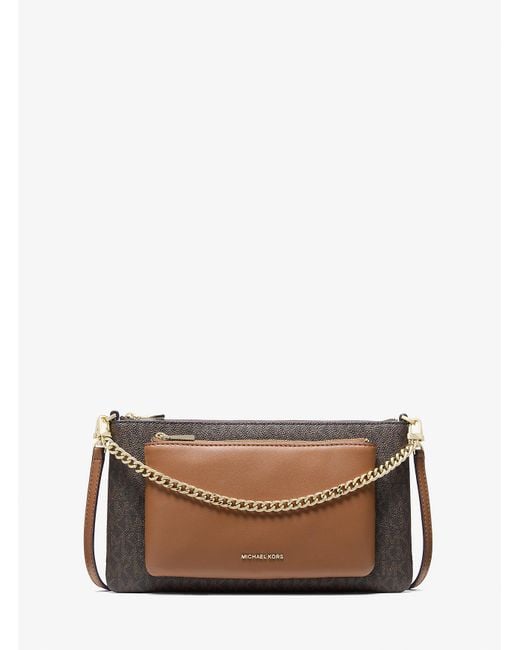 Mk Sac À Bandoulière Convertible Jet Set De Taille Moyenne À Logo Signature Michael Kors en coloris Brown