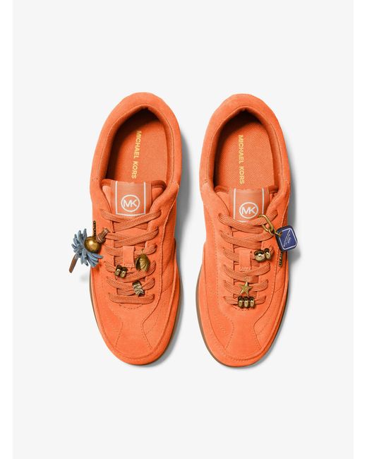 MICHAEL Michael Kors Orange Mk Nolan Embellished Suede Trainers