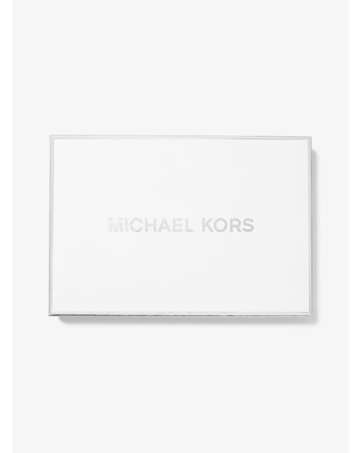 Michael Kors White Empire Large Pebbled Leather Card Case