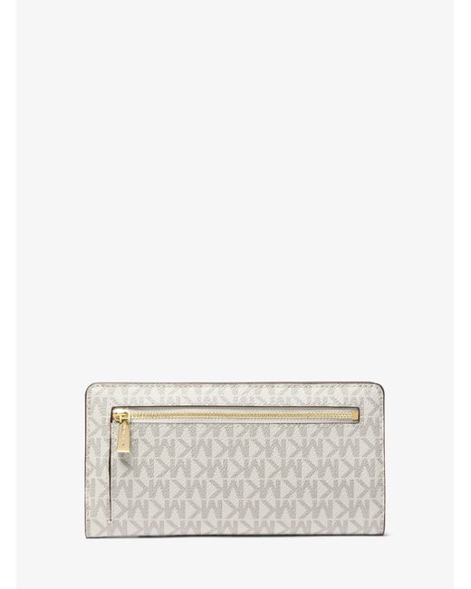 Michael Kors White Mk Bryant Large Signature Logo Snap-Front Wallet
