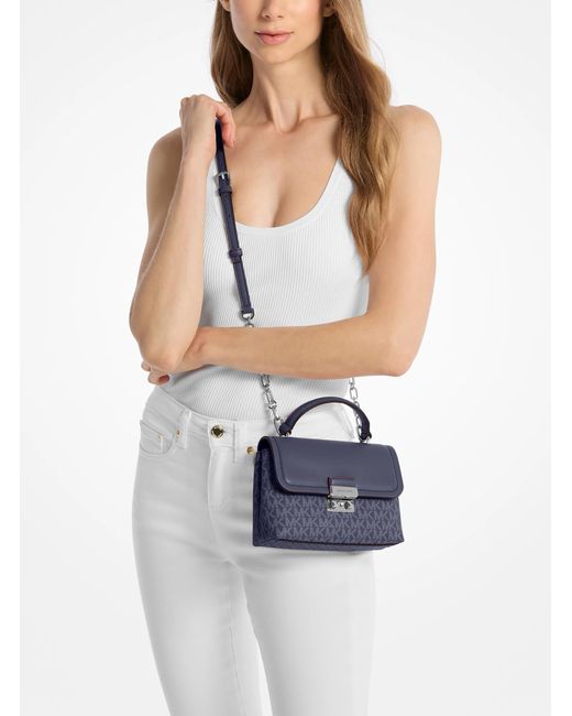 MICHAEL Michael Kors Blue Mk Tribeca Extra-Small Signature Logo Satchel