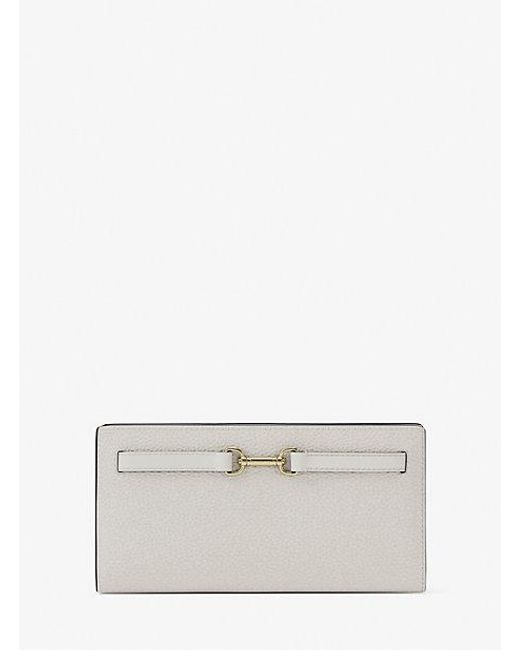 Michael Kors White Carson Large Pebbled Leather Wallet