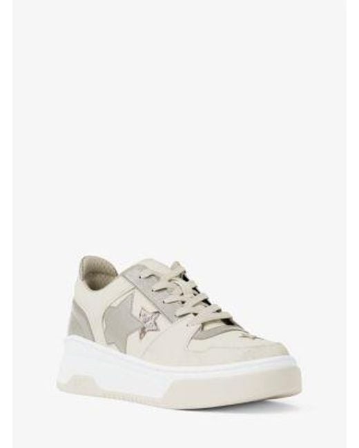 Michael Kors White Lexi Embellished Mixed-Media Sneaker