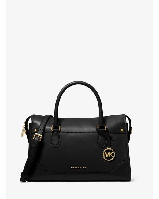 Michael Kors Black Harrison Medium Leather Satchel