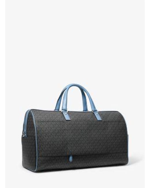 Michael Kors Blue Bedford Extra-Large Signature Logo Striped Weekender Bag