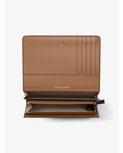 MICHAEL Michael Kors Brown Mk Jet Set Large Pebbled Leather Wallet