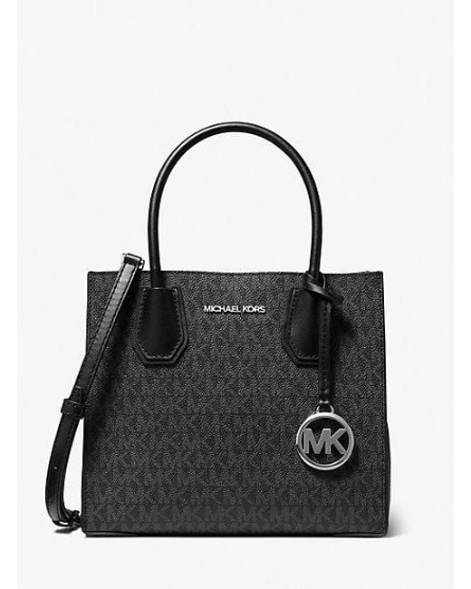 Michael Kors Black Mercer Medium Logo And Leather Accordion Crossbody Bag