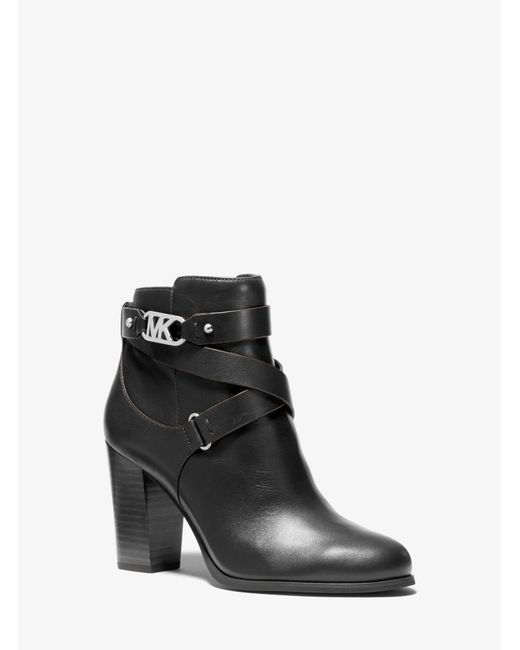 Michael Kors Black Kincaid Leather Ankle Boot